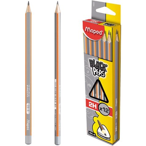 OŁÓWEK DREWNIANY MAPED BLACK'PEPS 2H BEZ GUMKI Maped