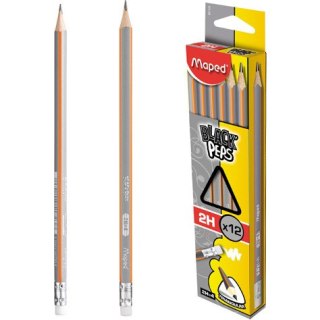 OŁÓWEK DREWNIANY MAPED BLACK'PEPS 2H Z GUMKĄ Maped