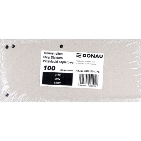 Przekładki kartonowe Donau 1/3 A4 szare (100) Donau