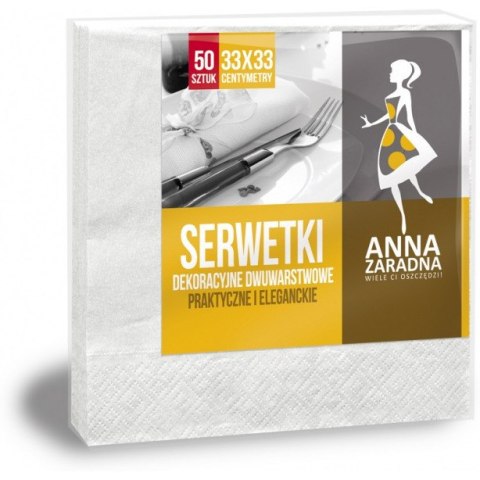 SERWETKI 33x33cm 2 WARSTWOWE BIAŁE (50) ANNA ZARADNA