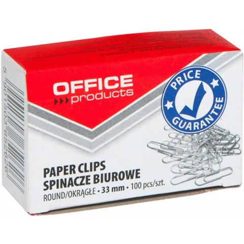 Spinacze biurowe Office Products 33mm okrągłe (100) Office Products