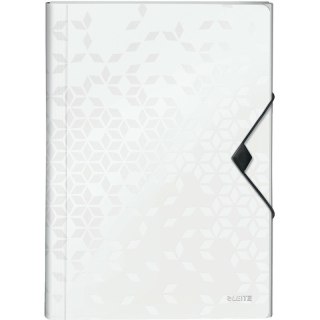 Teczka PP z gumką Leitz Wow A4 6 przegródek biała Leitz