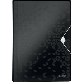 Teczka PP z gumką Leitz Wow A4 6 przegródek czarna Leitz