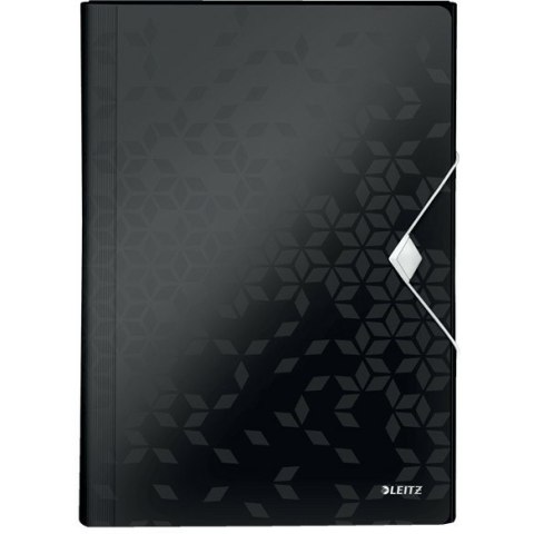 Teczka PP z gumką Leitz Wow A4 6 przegródek czarna Leitz