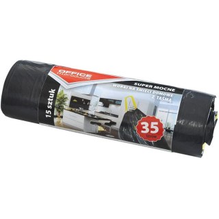 Worki na śmieci Office Products 35L LDPE z taśmą czarne (15) Office Products