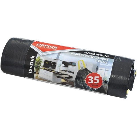 Worki na śmieci Office Products 35L LDPE z taśmą czarne (15) Office Products
