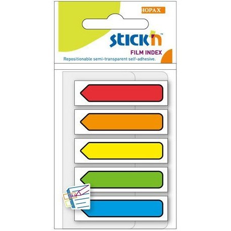 ZAKŁADKI STICK'N 12x45mm STRZAŁKI 5 KOLORÓW (5x20) STICK'N