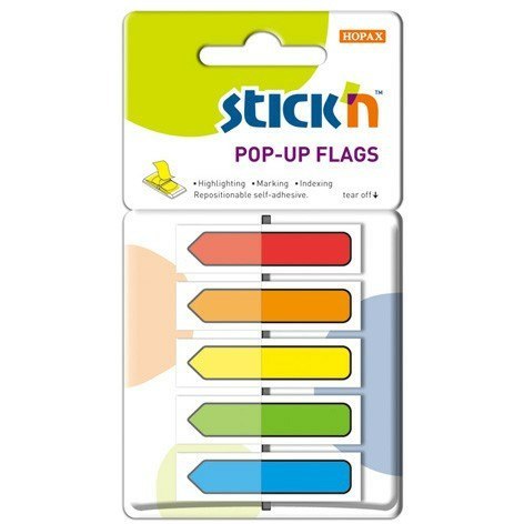 ZAKŁADKI STICK'N 12*45mm STRZAŁKI 5 KOLORÓW (5*30) STICK'N