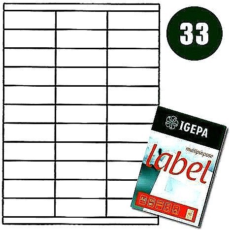ETYKIETY A4 IGEPA 70,0*25,4mm BIAŁE (100) Igepa