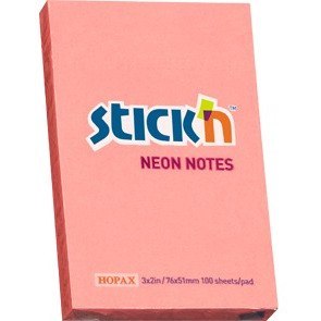 KARTECZKI STICK'N 51*76mm CIEMNORÓŻOWE NEON (100) STICK'N