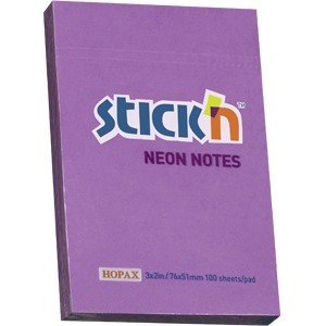 KARTECZKI STICK'N 51*76mm FIOLETOWE NEON (100) STICK'N