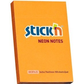 KARTECZKI STICK'N 51*76mm POMARAŃCZOWE NEON (100) STICK'N