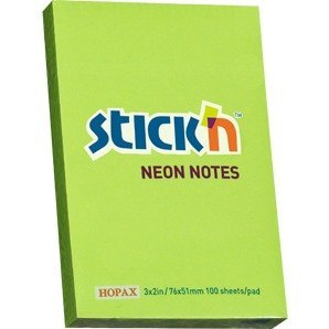 KARTECZKI STICK'N 51*76mm ZIELONE NEON (100) STICK'N