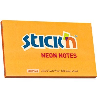 KARTECZKI STICK'N 76*127mm POMARAŃCZOWE NEON (100) STICK'N