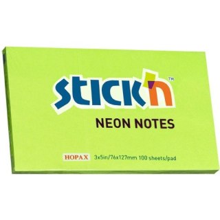 KARTECZKI STICK'N 76*127mm ZIELONE NEON (100) STICK'N