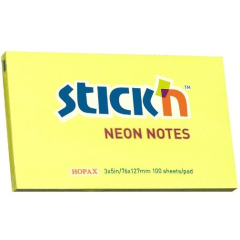 KARTECZKI STICK'N 76*127mm ŻÓŁTE NEON (100) STICK'N