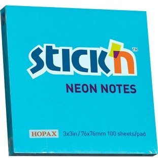 KARTECZKI STICK'N 76*76mm NIEBIESKIE NEON (100) STICK'N