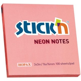 KARTECZKI STICK'N 76*76mm RÓŻOWE NEON (100) STICK'N
