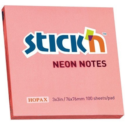 KARTECZKI STICK'N 76*76mm RÓŻOWE NEON (100) STICK'N