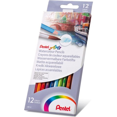 KREDKI AKWARELOWE PENTEL 12 KOLORÓW Pentel