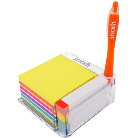 PRZYBORNIK NA BIURKO STICK'N Z KARTECZKAMI I ZAKŁA STICK'N