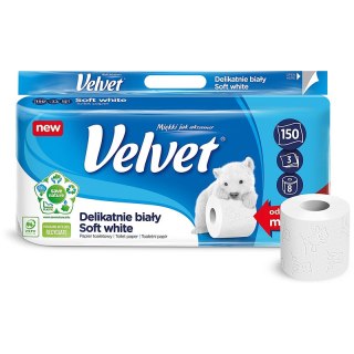 Papier toaletowy Velvet Delikatnie biały 8 rolek Velvet