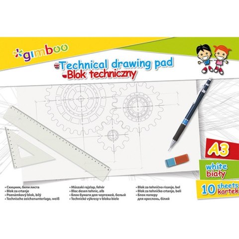 Blok techniczny Gimboo A3/10k biały Gimboo