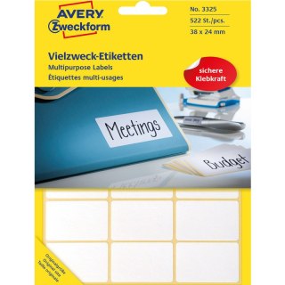 ETYKIETY AVERY 38x24mm DO OPISU RĘCZNEGO BIAŁE (522) Avery Zweckform