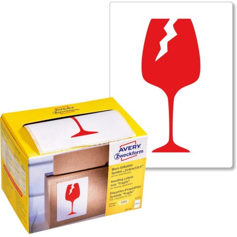 ETYKIETY OSTRZEGAWCZE AVERY 74x100mm "Uwaga szkło" (200) Avery Zweckform
