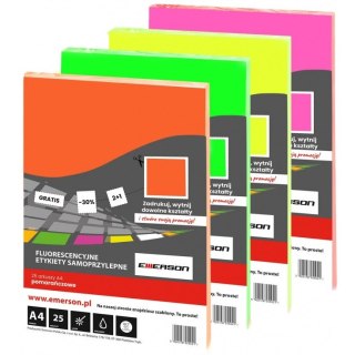 Etykiety Emerson A4 210x297mm różowe (25) Emerson