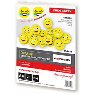 Etykiety Emerson A4 śr.40mm "emotki" (25) Emerson
