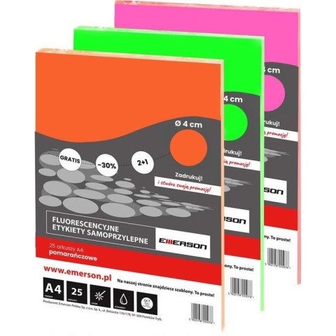 Etykiety Emerson A4 śr.40mm zielone (25) Emerson