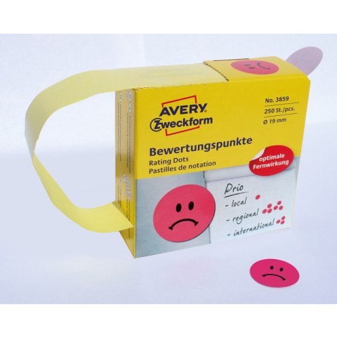 KÓŁKA AVERY śr.19mm "Smutna buźka" CZERWONE (250) Avery Zweckform