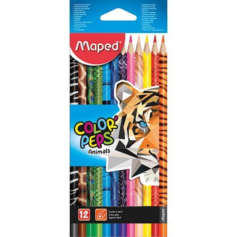 KREDKI OŁÓWKOWE MAPED COLOR'PEPS ANIMALS 12 KOLORÓW Maped