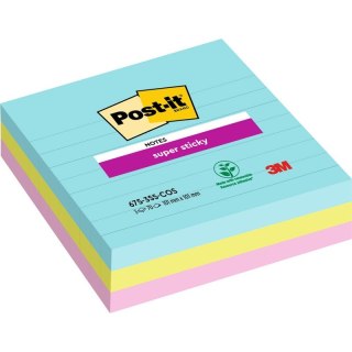 Karteczki Post-it Super Sticky 101x101mm (675-SS3-MIA) linie Miami (3x70) Post-it