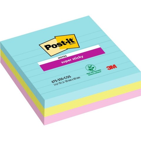 Karteczki Post-it Super Sticky 101x101mm (675-SS3-MIA) linie Miami (3x70) Post-it Karteczki Post-it Super Sticky 101x101mm (675-SS3-MIA) linie Miami (3x70) Post-it