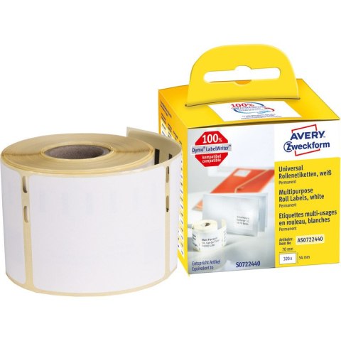 Etykiety na rolce Avery Zweckform 70x54mm białe (320) Avery Zweckform