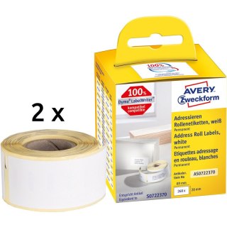 Etykiety na rolce Avery Zweckform 89x28mm białe (260) Avery Zweckform