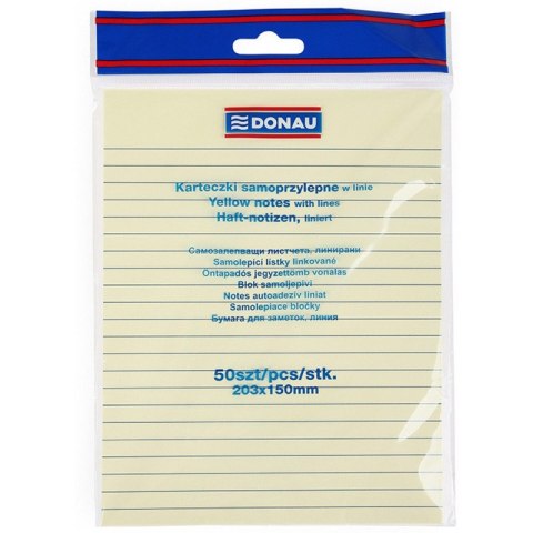 Karteczki Donau 203x150mm w linie żółte (50) Donau