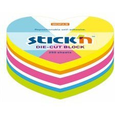 Karteczki Stick'n 64x67mm serce 5 kolorów (250) STICK'N