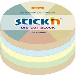 Karteczki Stick'n 67x67mm koło 4 kolory (250) STICK'N