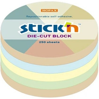 Karteczki Stick'n 67x67mm koło 4 kolory (250) STICK'N