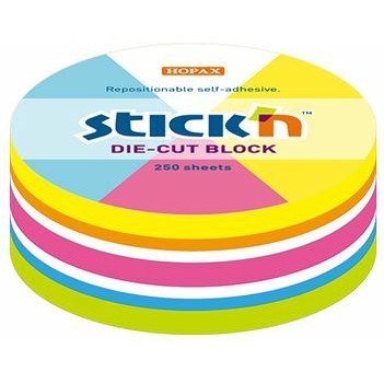 Karteczki Stick'n 67x67mm koło 6 kolorów (250) STICK'N