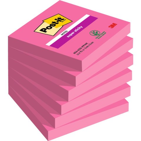 Karteczki Post-it Super Sticky 76x76mm (654-6SS-PNK) fuksja (90) Post-it