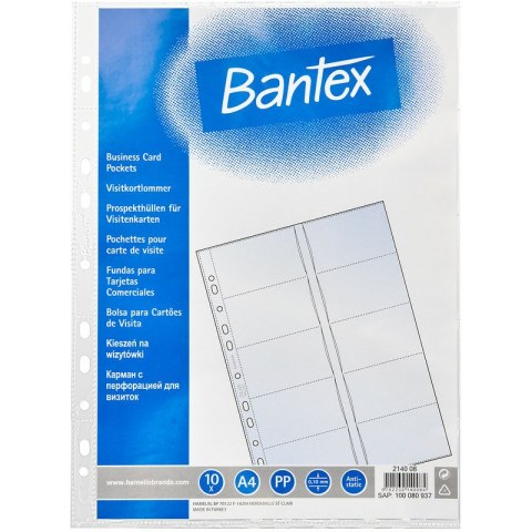 Koszulki na wizytówki Bantex 24x32cm/100µm krystaliczne (10) Bantex