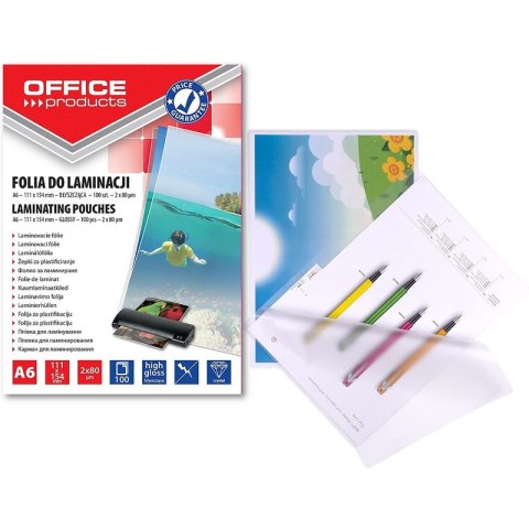 Folia laminacyjna Office Products A6 2x80µm błyszcząca (100) Office Products