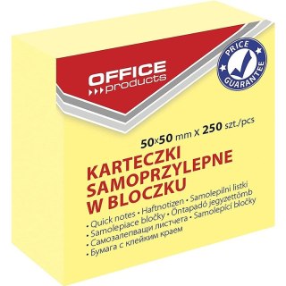 Karteczki Office Products 50x50mm pastel jasnożółte (250) Office Products
