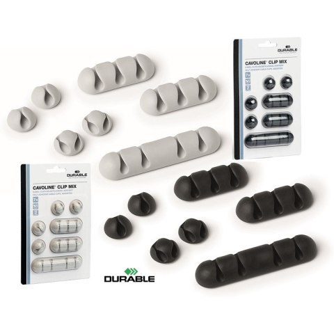 Klipsy do kabli Durable Cavoline Clip Mix szare (7) Durable