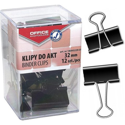 Klipy do dokumentów Office Products 32mm czarne (12) Office Products