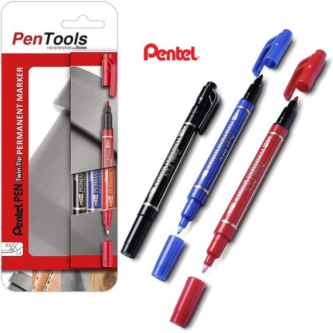 Markery permanentne Pentel Pen N75W 3 kolory Pentel